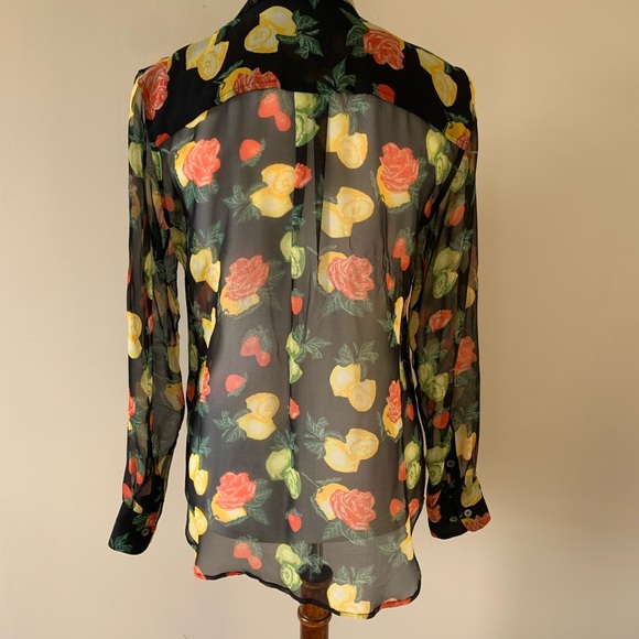 Equipment Femme Lemon Rose Silk Print Button Down - Picture 3 of 5